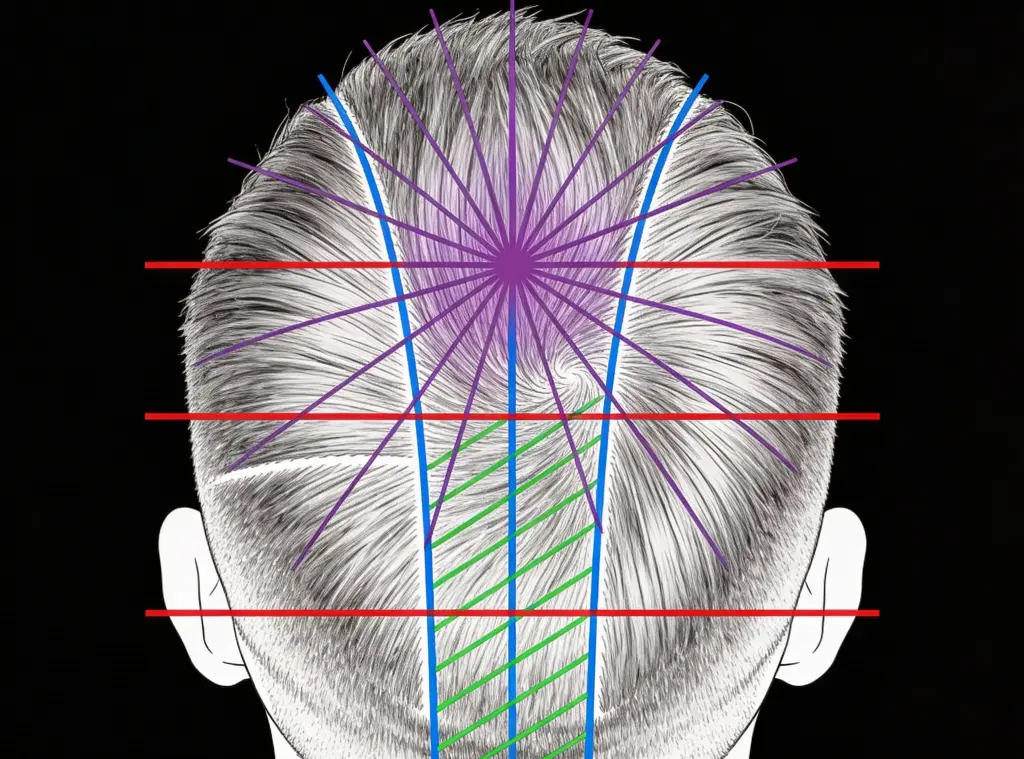 podział włosów na sekcje i separacje